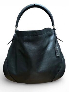 ‼️Tumi Large Black Leather Hobo Shoulder Bag